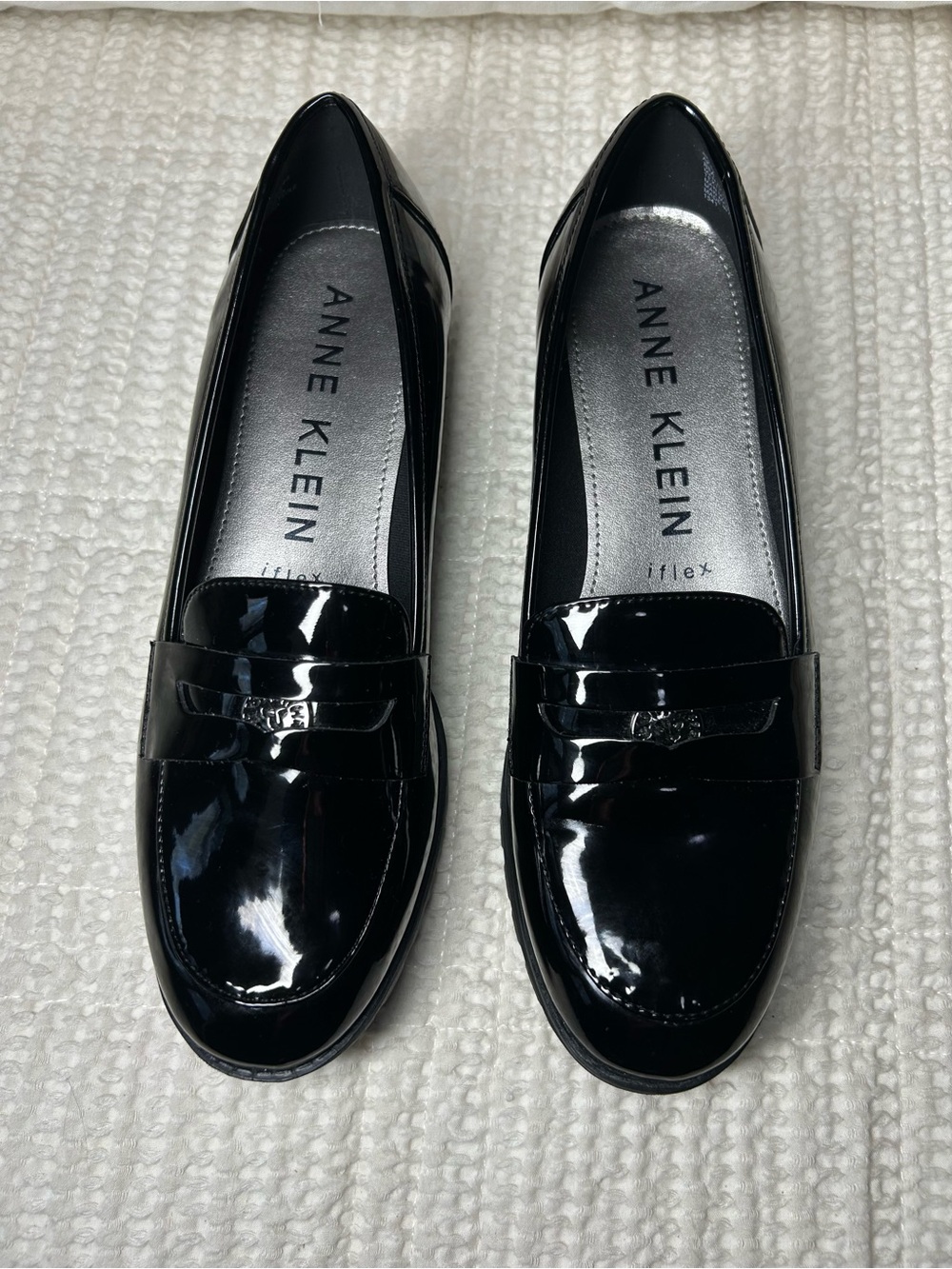 Anne Klein Black Patent Penny Loafers